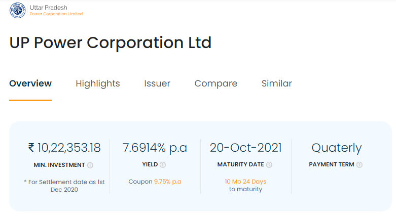 UP power  corp bond