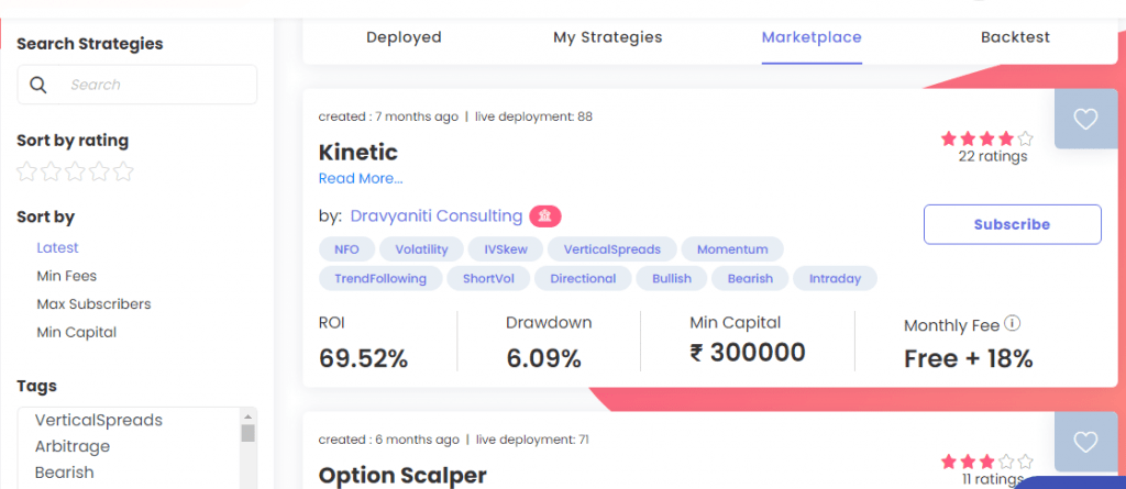 Tradetron strategy