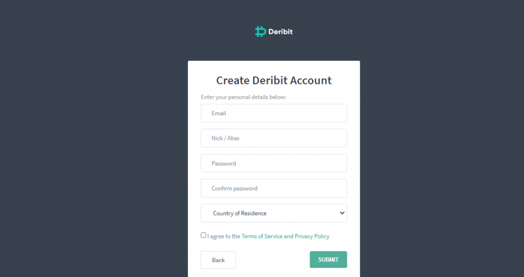 Deribit Registration